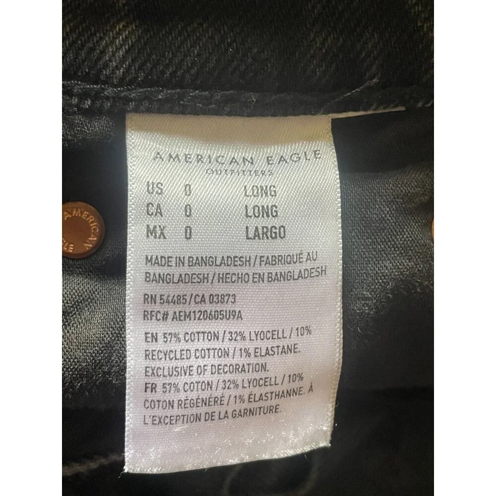 AE Next Level Low-Rise Distressed Jeans - Black Ripped Denim - 8